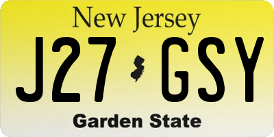 NJ license plate J27GSY