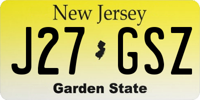 NJ license plate J27GSZ
