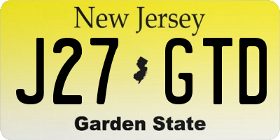 NJ license plate J27GTD