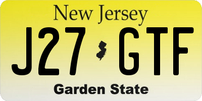 NJ license plate J27GTF