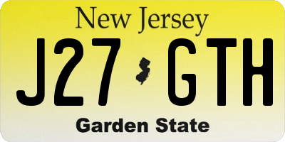 NJ license plate J27GTH