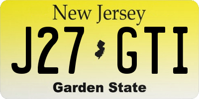 NJ license plate J27GTI