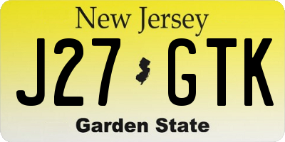 NJ license plate J27GTK