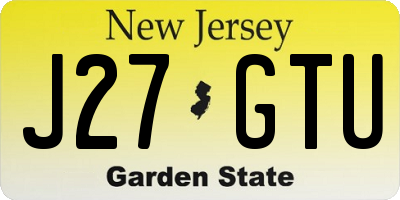 NJ license plate J27GTU