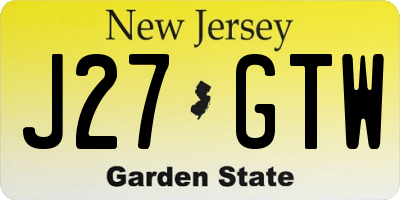 NJ license plate J27GTW