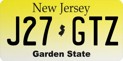 NJ license plate J27GTZ