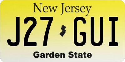 NJ license plate J27GUI