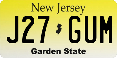 NJ license plate J27GUM
