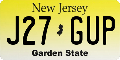 NJ license plate J27GUP