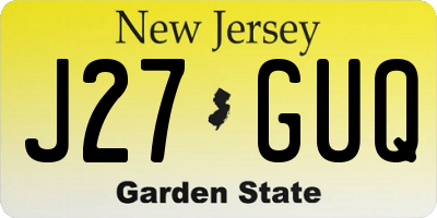 NJ license plate J27GUQ
