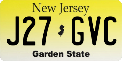 NJ license plate J27GVC
