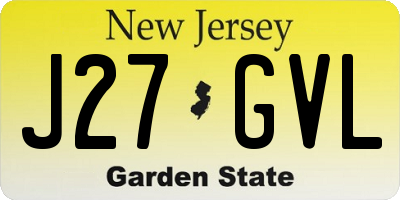 NJ license plate J27GVL