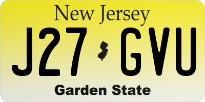 NJ license plate J27GVU