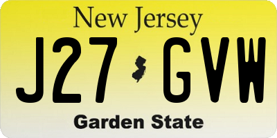 NJ license plate J27GVW