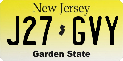 NJ license plate J27GVY