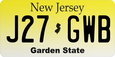 NJ license plate J27GWB