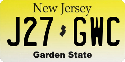NJ license plate J27GWC