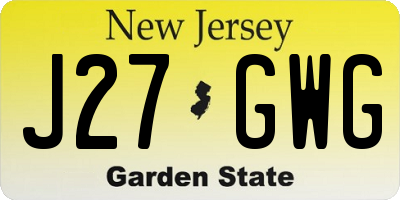 NJ license plate J27GWG