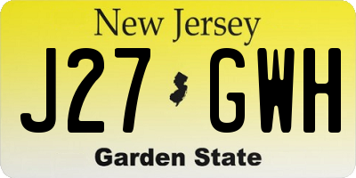 NJ license plate J27GWH