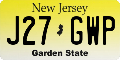 NJ license plate J27GWP
