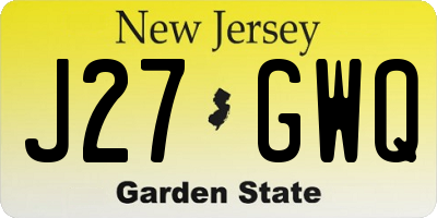 NJ license plate J27GWQ