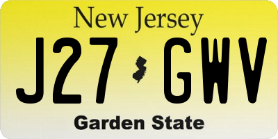 NJ license plate J27GWV