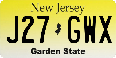 NJ license plate J27GWX