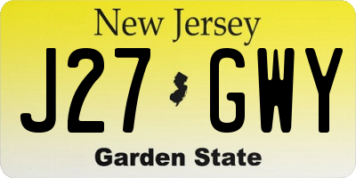 NJ license plate J27GWY