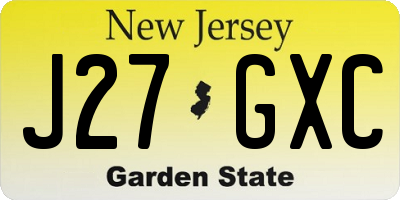 NJ license plate J27GXC