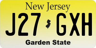 NJ license plate J27GXH