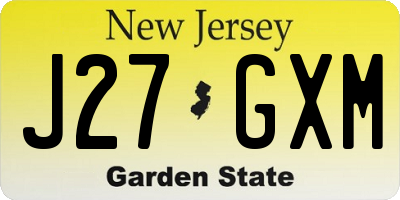 NJ license plate J27GXM