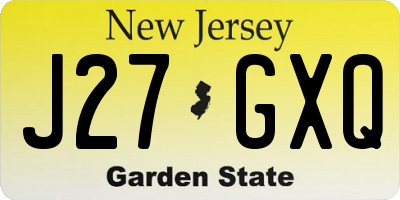 NJ license plate J27GXQ