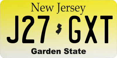 NJ license plate J27GXT