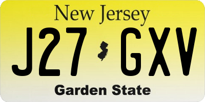NJ license plate J27GXV