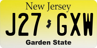 NJ license plate J27GXW