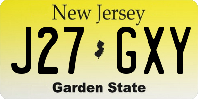 NJ license plate J27GXY