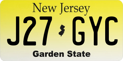 NJ license plate J27GYC