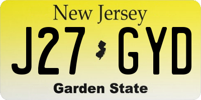 NJ license plate J27GYD