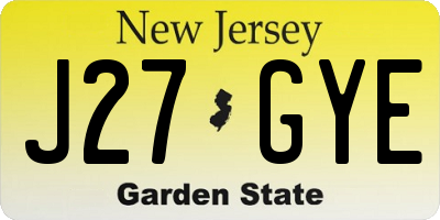 NJ license plate J27GYE
