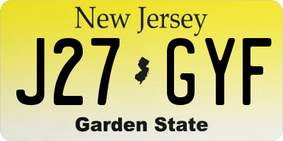 NJ license plate J27GYF