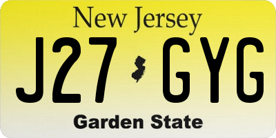 NJ license plate J27GYG