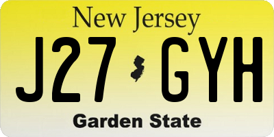 NJ license plate J27GYH