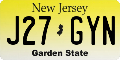 NJ license plate J27GYN