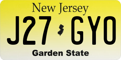 NJ license plate J27GYO
