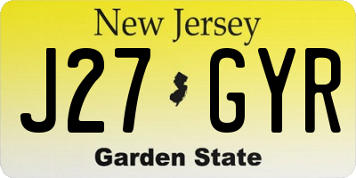 NJ license plate J27GYR