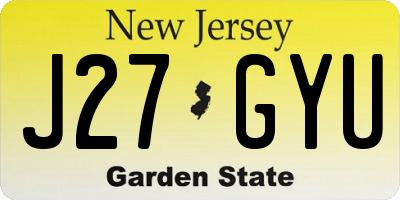 NJ license plate J27GYU