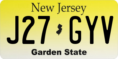 NJ license plate J27GYV