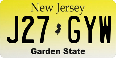NJ license plate J27GYW