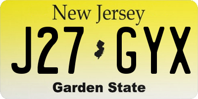 NJ license plate J27GYX