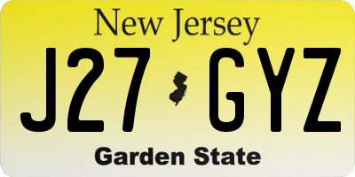 NJ license plate J27GYZ